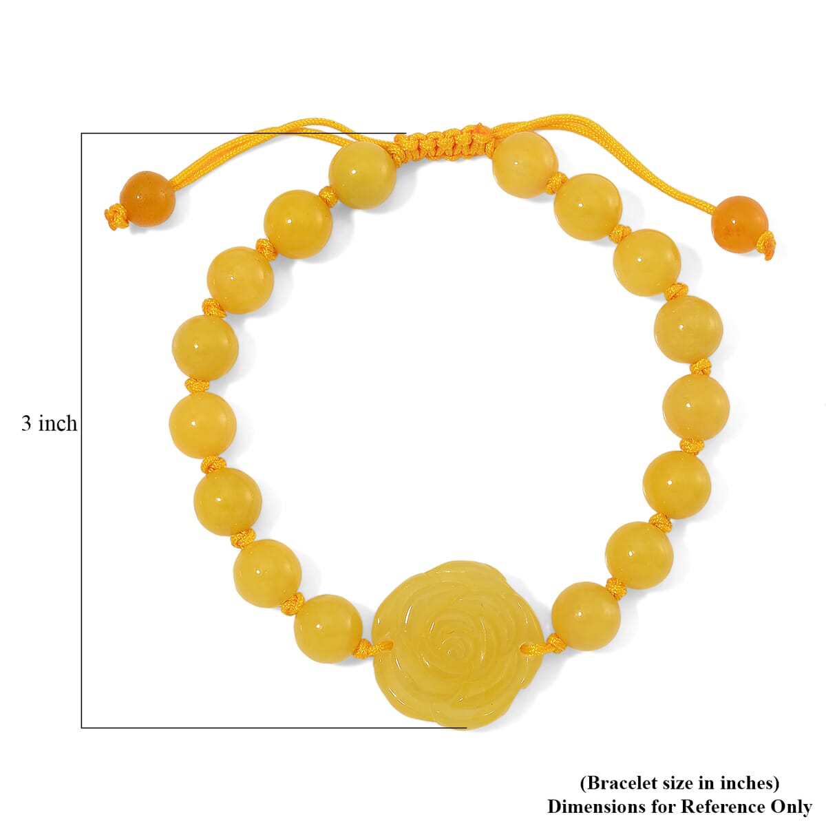 Honey Burmese Jade Beaded Bracelet with Flower (6-9In) 105.00 ctw image number 7