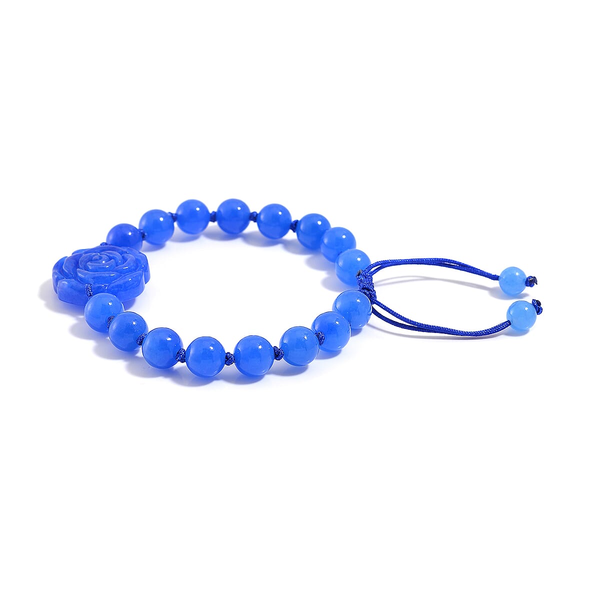 Blue Jade (D) 105.00 ctw Beaded with Carved Flower Bracelet (6-9In) image number 3