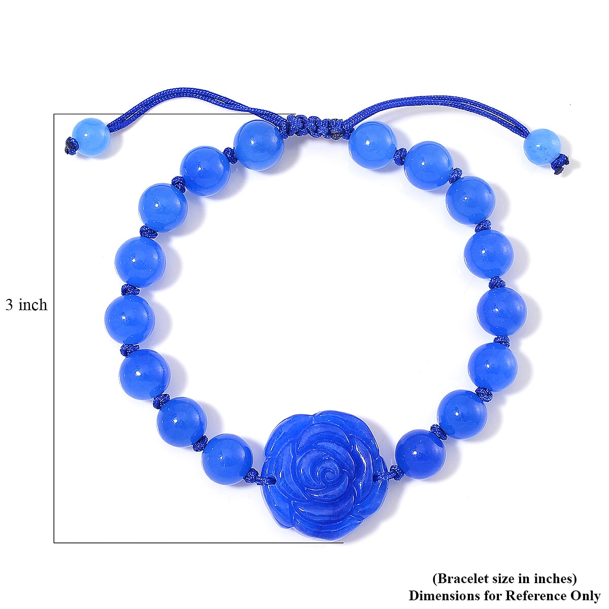 Blue Jade (D) 105.00 ctw Beaded with Carved Flower Bracelet (6-9In) image number 7