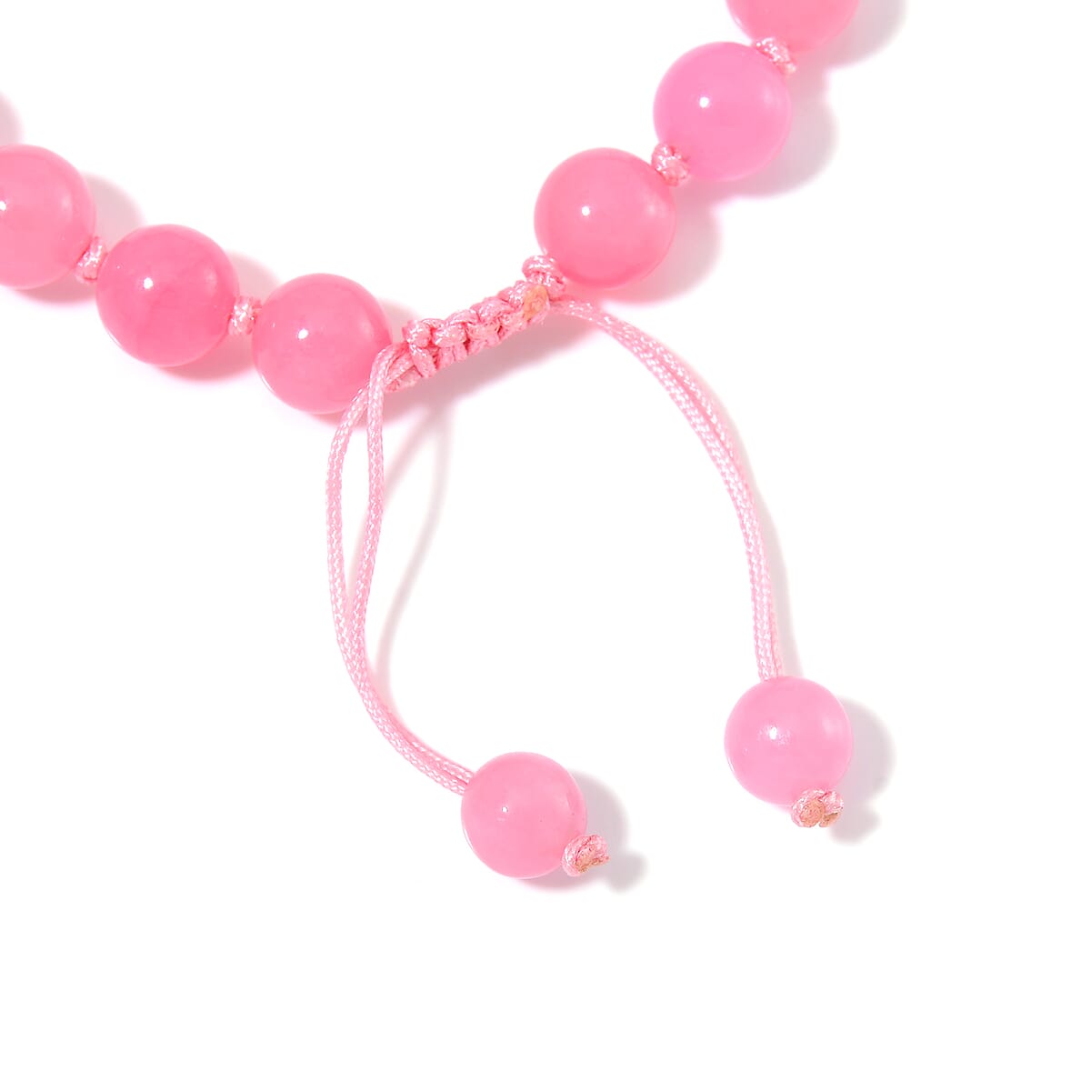 Pink Burmese Jade Beaded Bracelet with Flower (6-9In) 105.00 ctw image number 6