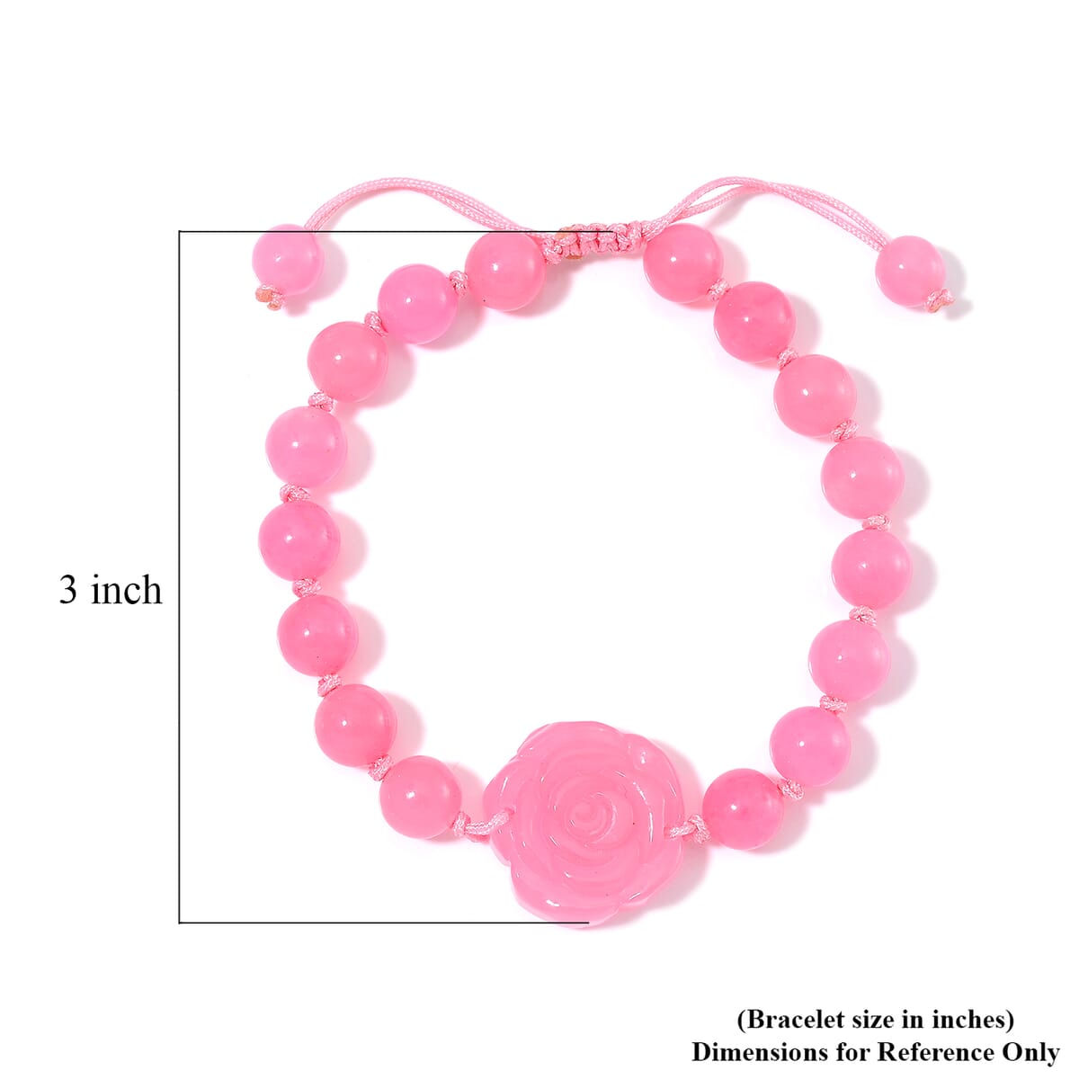 Pink Burmese Jade Beaded Bracelet with Flower (6-9In) 105.00 ctw image number 7