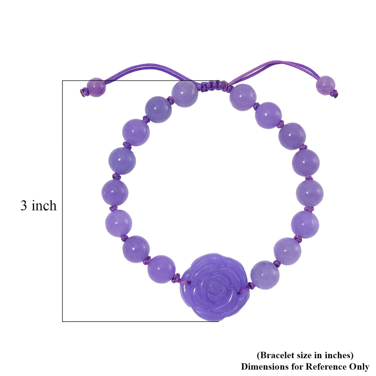 Purple Burmese Jade Beaded Bracelet with Flower (6-9In) 105.00 ctw image number 7