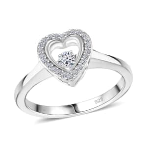 Luxuriant Lab Grown Diamond SI 0.20 ctw Heart Dancing Ring in Rhodium Over Sterling Silver (Size 10.0)