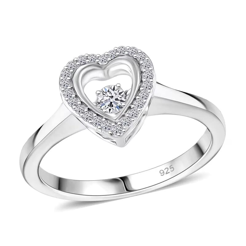 Luxuriant Lab Grown Diamond SI 0.20 ctw Heart Dancing Ring in Rhodium Over Sterling Silver (Size 10.0)