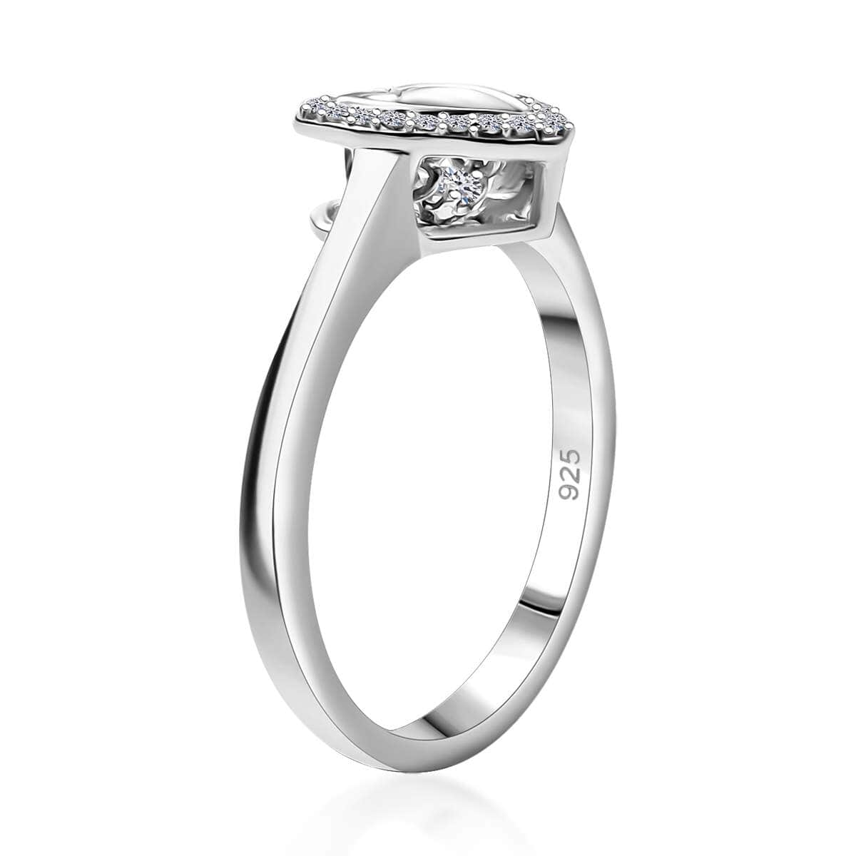 Luxuriant Lab Grown Diamond SI 0.20 ctw Heart Dancing Ring in Rhodium Over Sterling Silver (Size 10.0) image number 3