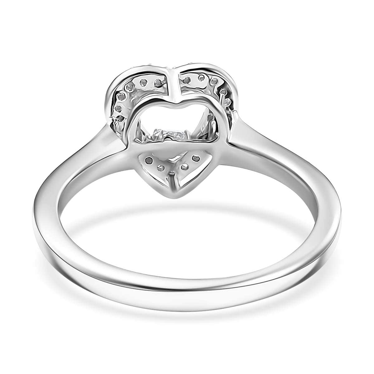 Luxuriant Lab Grown Diamond SI 0.20 ctw Heart Dancing Ring in Rhodium Over Sterling Silver (Size 10.0) image number 4