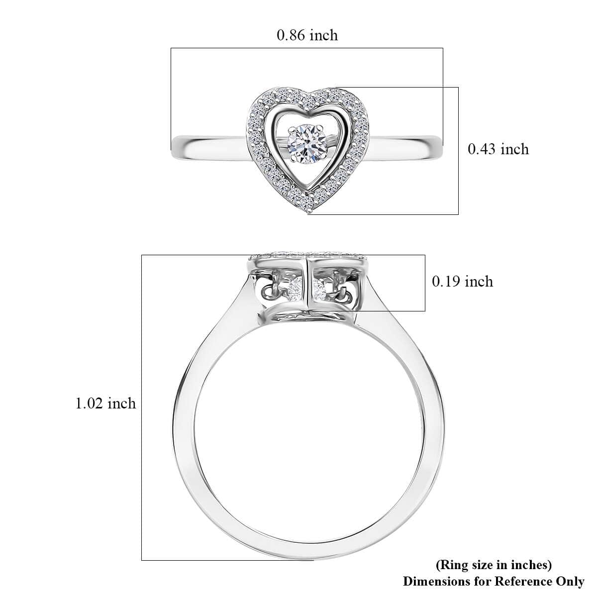 Luxuriant Lab Grown Diamond SI 0.20 ctw Heart Dancing Ring in Rhodium Over Sterling Silver (Size 10.0) image number 5