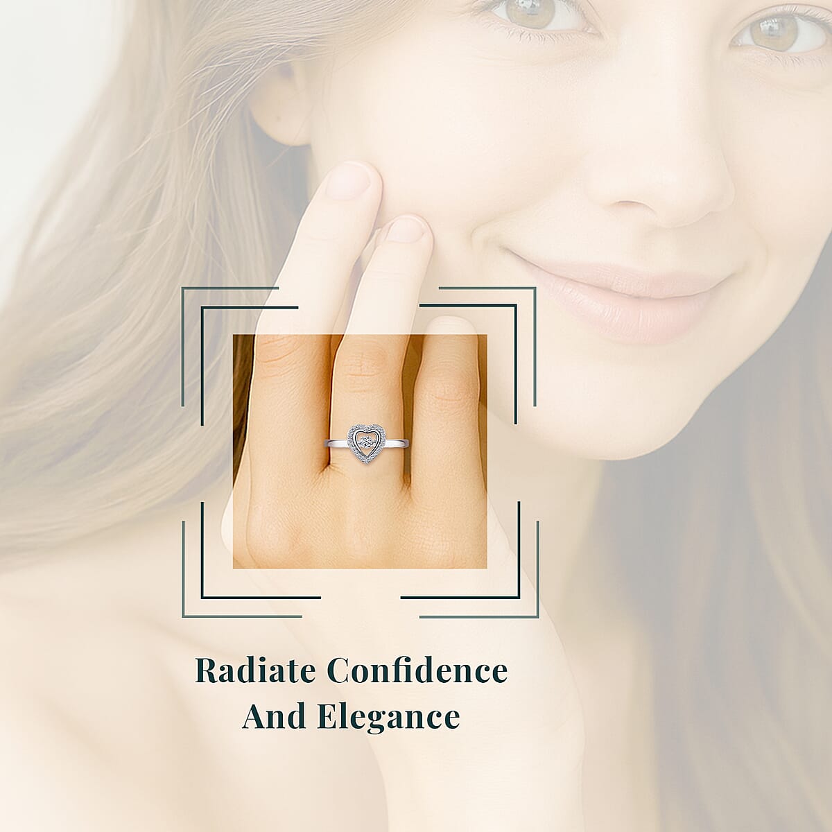 Luxuriant Lab Grown Diamond SI 0.20 ctw Heart Dancing Ring in Rhodium Over Sterling Silver (Size 6.0) image number 1