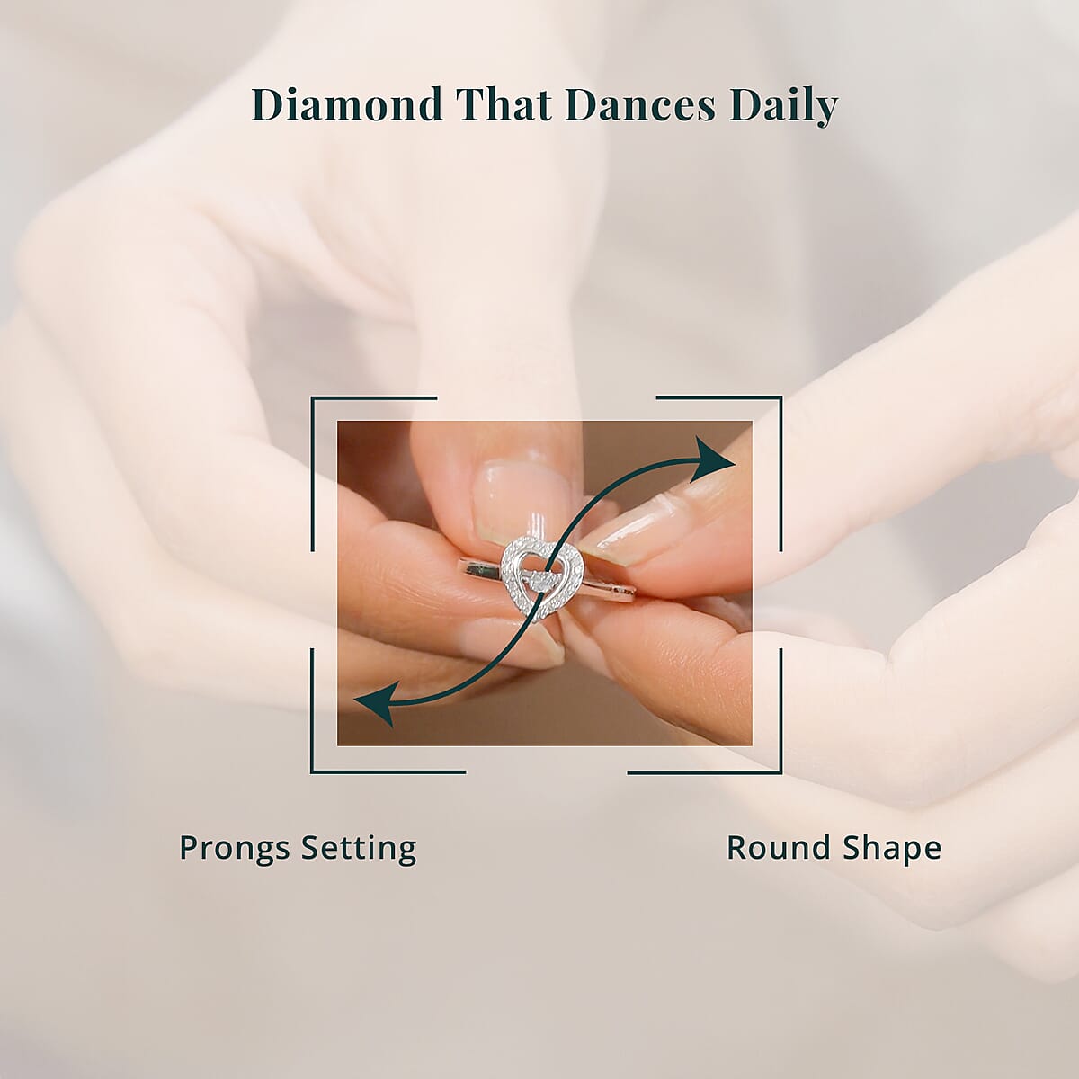 Luxuriant Lab Grown Diamond SI 0.20 ctw Heart Dancing Ring in Rhodium Over Sterling Silver (Size 6.0) image number 4