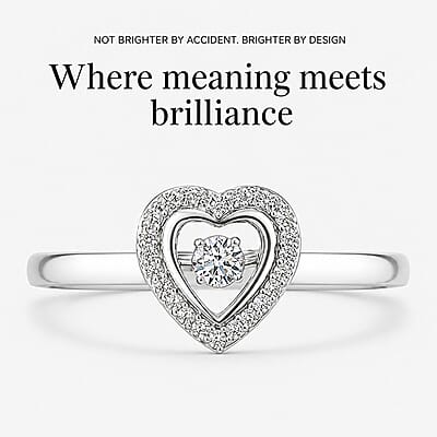 Luxuriant Lab Grown Diamond SI 0.20 ctw Heart Dancing Ring in Rhodium Over Sterling Silver (Size 8.0)