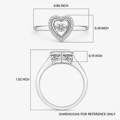 Luxuriant Lab Grown Diamond SI 0.20 ctw Heart Dancing Ring in Rhodium Over Sterling Silver (Size 8.0)