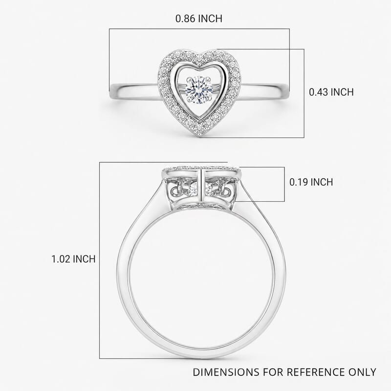 Luxuriant Lab Grown Diamond SI 0.20 ctw Heart Dancing Ring in Rhodium Over Sterling Silver (Size 8.0)