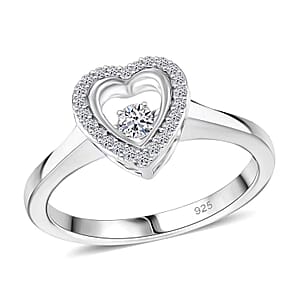 Luxuriant Lab Grown Diamond SI 0.20 ctw Heart Dancing Ring in Rhodium Over Sterling Silver (Size 9.0)