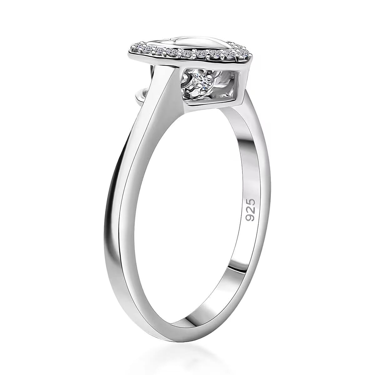 Luxuriant Lab Grown Diamond SI 0.20 ctw Heart Dancing Ring in Rhodium Over Sterling Silver (Size 9.0) image number 8