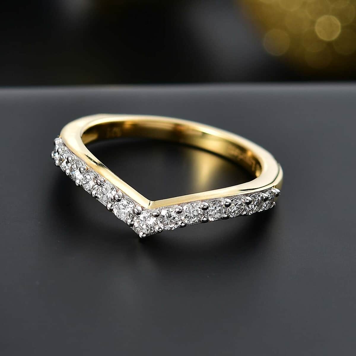 Luxuriant Lab Grown Diamond SI 0.50 ctw Wishbone Ring in 18K Vermeil Yellow Gold Over Sterling Silver (Size 10.0) image number 1