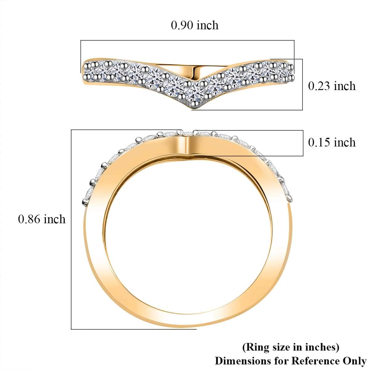 Luxuriant Lab Grown Diamond SI 0.50 ctw Wishbone Ring in 18K Vermeil Yellow Gold Over Sterling Silver (Size 10.0) image number 5