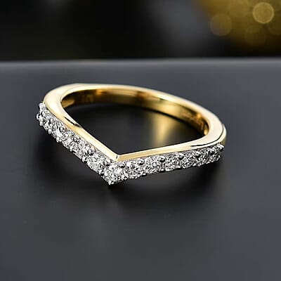 Luxuriant Lab Grown Diamond SI 0.50 ctw Wishbone Ring in 18K Vermeil Yellow Gold Over Sterling Silver (Size 10.0)