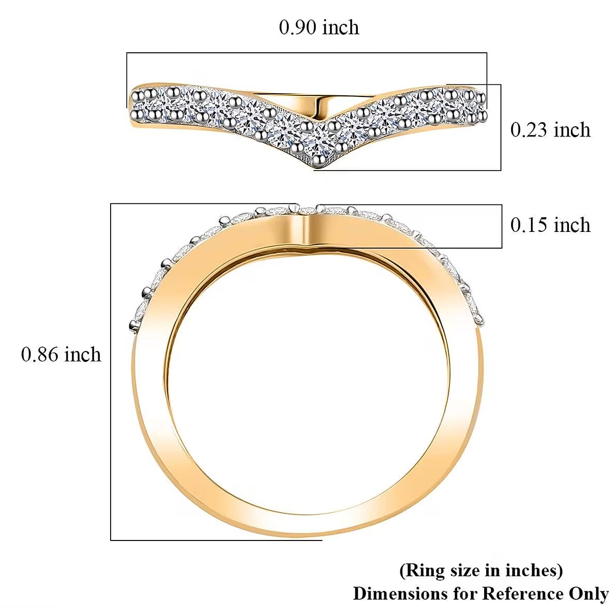 Luxuriant Lab Grown Diamond SI 0.50 ctw Wishbone Ring in 18K Vermeil Yellow Gold Over Sterling Silver (Size 7.0) image number 8
