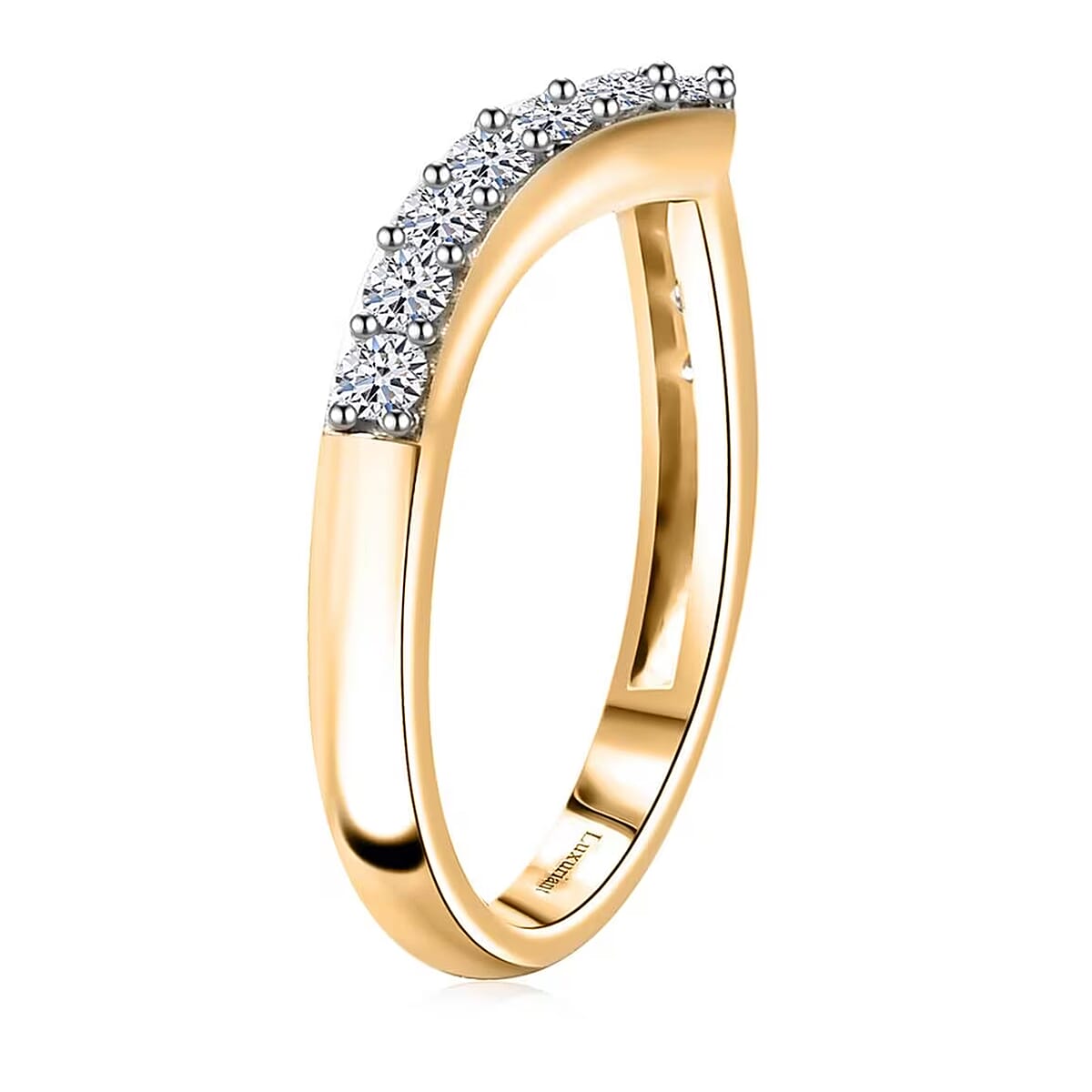 Luxuriant Lab Grown Diamond SI 0.50 ctw Wishbone Ring in 18K Vermeil Yellow Gold Over Sterling Silver (Size 7.0) image number 9