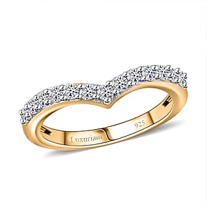 Luxuriant Lab Grown Diamond SI 0.50 ctw Wishbone Ring in 18K Vermeil Yellow Gold Over Sterling Silver (Size 8.0)