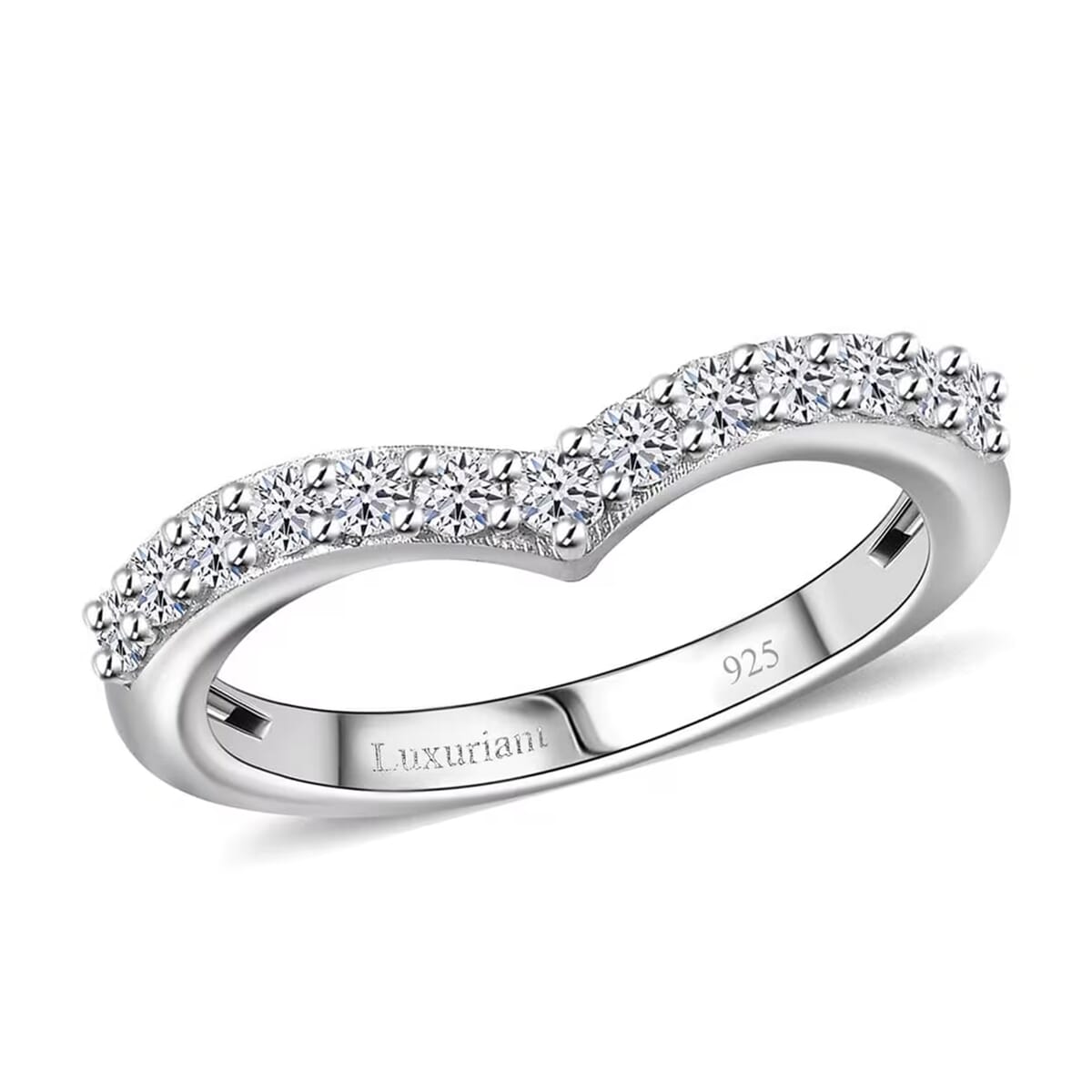 Luxuriant Lab Grown Diamond SI 0.50 ctw Wishbone Ring in Rhodium Over Sterling Silver (Size 6.0) image number 0