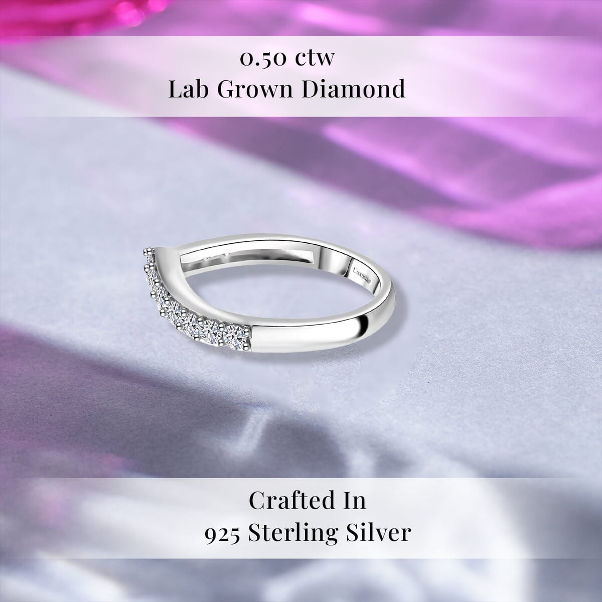 Luxuriant Lab Grown Diamond SI 0.50 ctw Wishbone Ring in Rhodium Over Sterling Silver (Size 6.0) image number 2