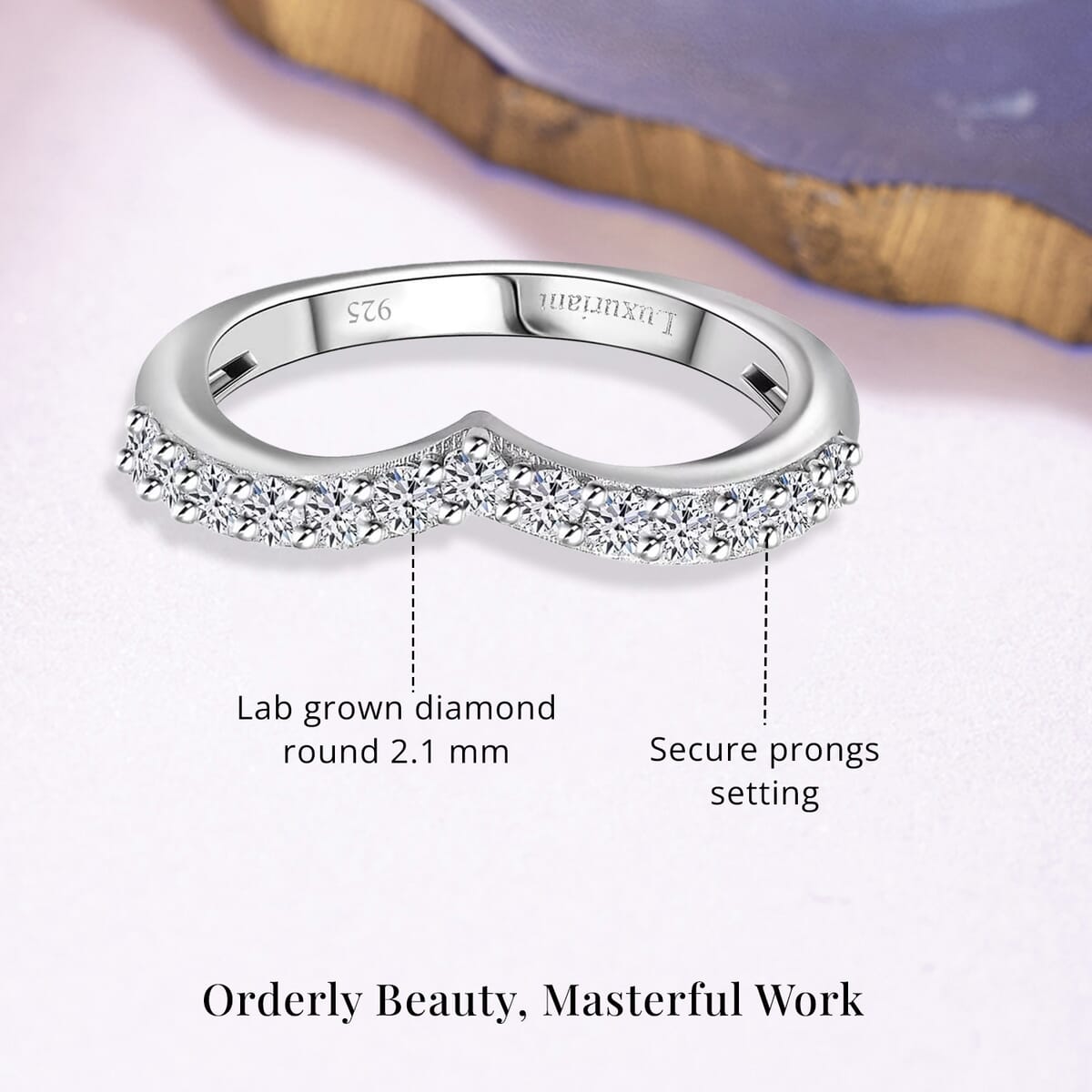 Luxuriant Lab Grown Diamond SI 0.50 ctw Wishbone Ring in Rhodium Over Sterling Silver (Size 6.0) image number 5