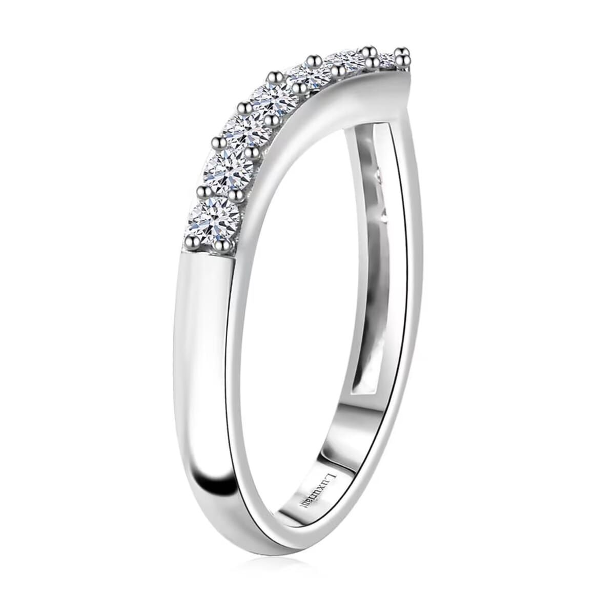 Luxuriant Lab Grown Diamond SI 0.50 ctw Wishbone Ring in Rhodium Over Sterling Silver (Size 6.0) image number 9