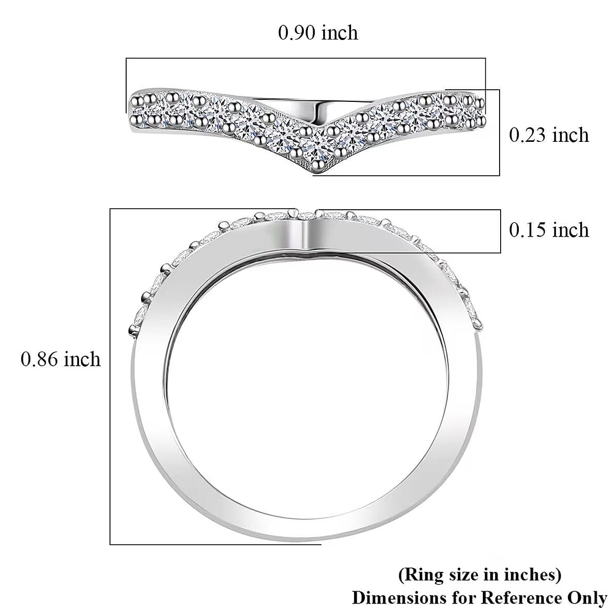 Luxuriant Lab Grown Diamond SI 0.50 ctw Wishbone Ring in Rhodium Over Sterling Silver (Size 7.0) image number 8