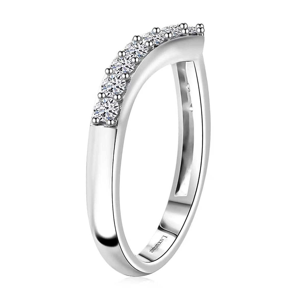 Luxuriant Lab Grown Diamond SI 0.50 ctw Wishbone Ring in Rhodium Over Sterling Silver (Size 7.0) image number 9