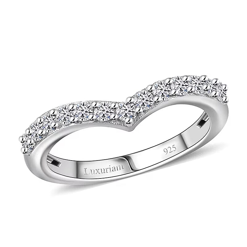 Luxuriant Lab Grown Diamond SI 0.50 ctw Wishbone Ring in Rhodium Over Sterling Silver (Size 9.0)