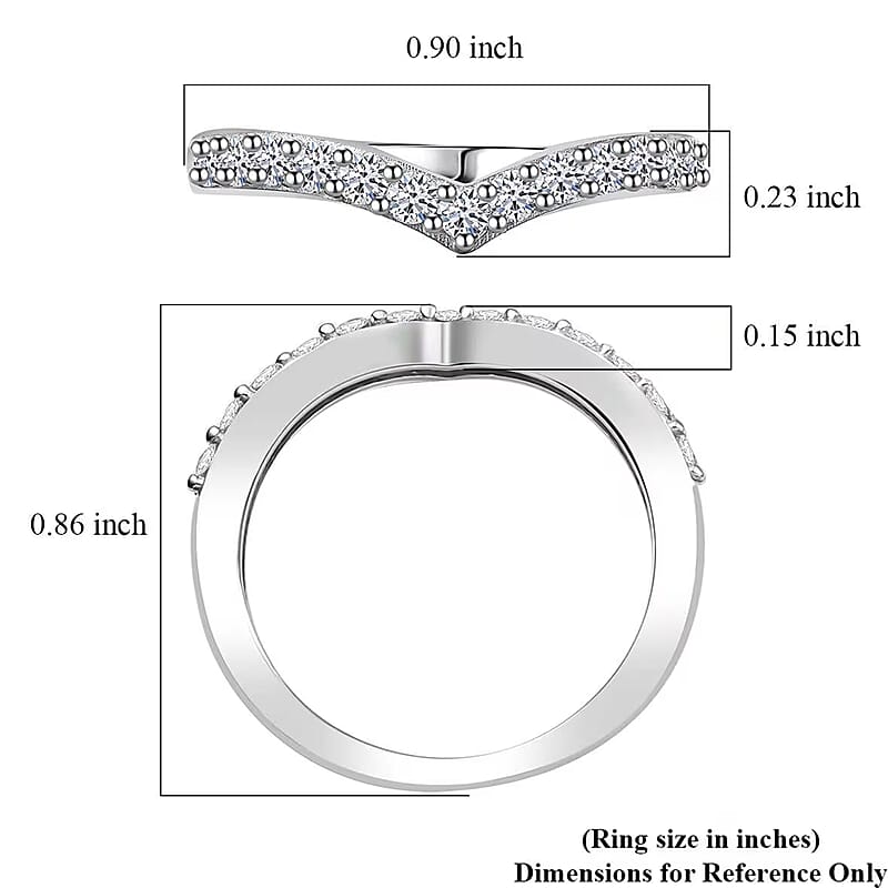 Luxuriant Lab Grown Diamond SI 0.50 ctw Wishbone Ring in Rhodium Over Sterling Silver (Size 9.0)