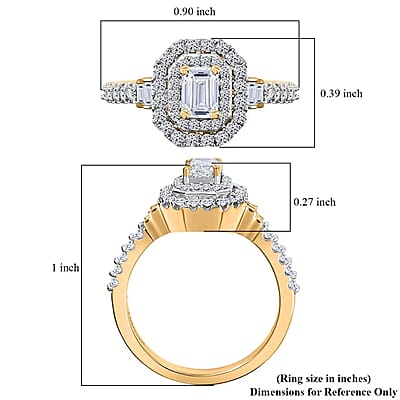 Luxuriant Lab Grown Diamond SI 1.00 ctw Double Halo Ring in 18K Vermeil Yellow Gold Over Sterling Silver (Size 10.0) (Del. In 10-15 Days)