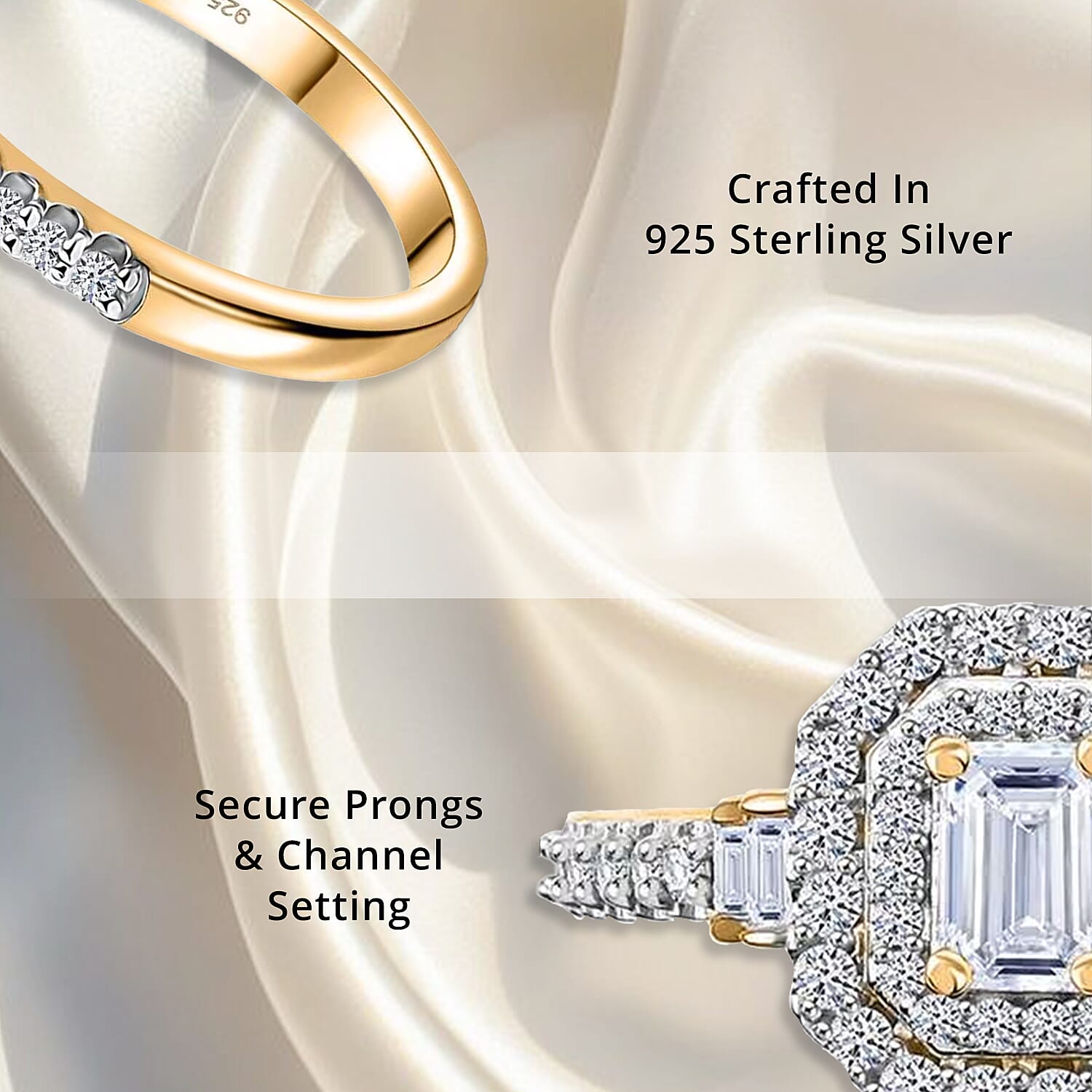 Luxuriant Lab Grown Diamond SI 1.00 ctw Double Halo Ring in 18K Vermeil Yellow Gold Over Sterling Silver (Size 9.0)