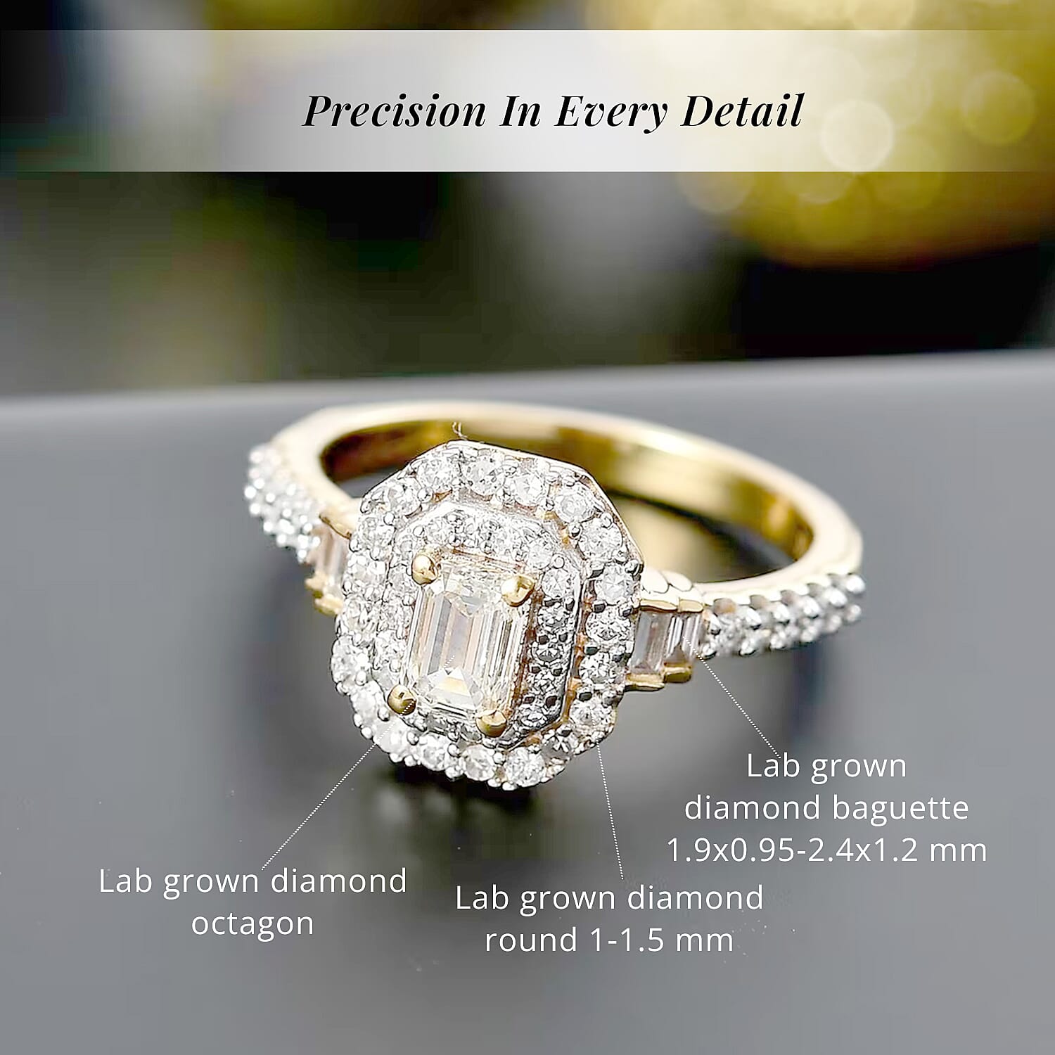 Luxuriant Lab Grown Diamond SI 1.00 ctw Double Halo Ring in 18K Vermeil Yellow Gold Over Sterling Silver (Size 9.0)