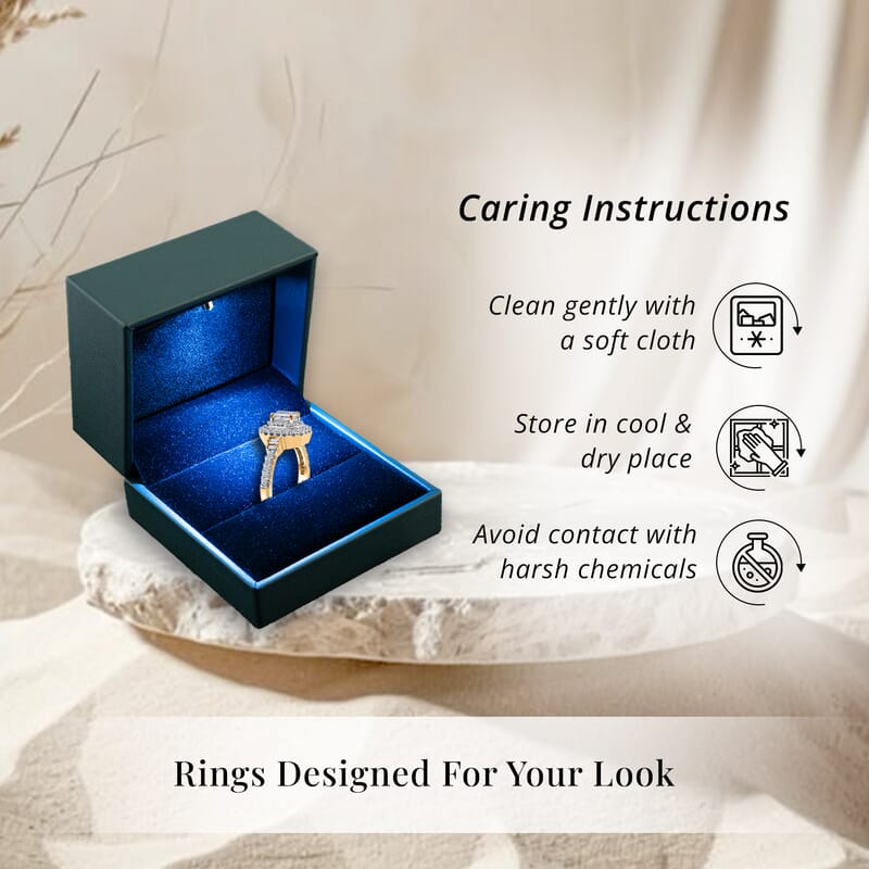 Luxuriant Lab Grown Diamond SI 1.00 ctw Double Halo Ring in 18K Vermeil Yellow Gold Over Sterling Silver (Size 9.0)
