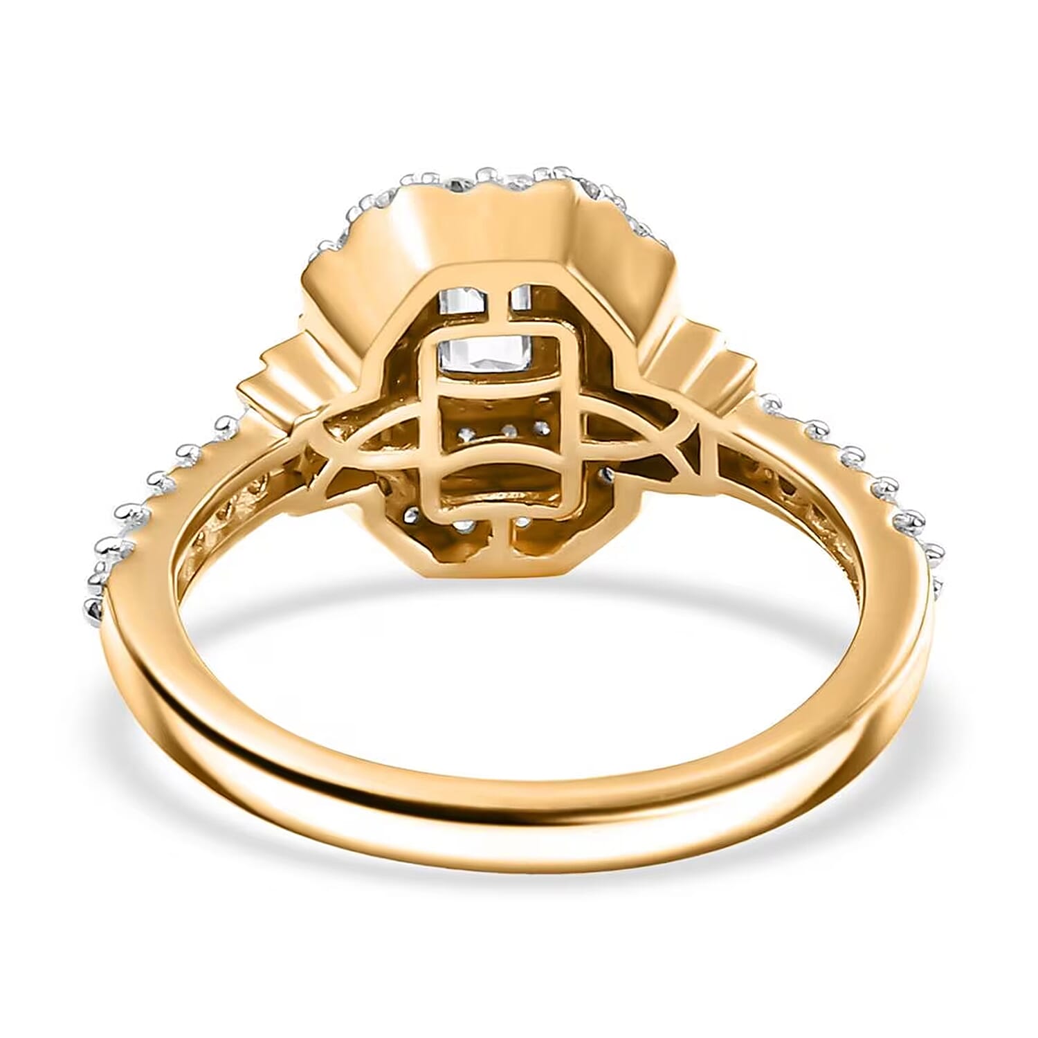 Luxuriant Lab Grown Diamond SI 1.00 ctw Double Halo Ring in 18K Vermeil Yellow Gold Over Sterling Silver (Size 9.0)