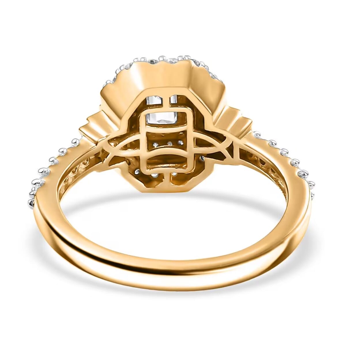 Luxuriant Lab Grown Diamond SI 1.00 ctw Double Halo Ring in 18K Vermeil Yellow Gold Over Sterling Silver (Size 9.0) image number 8