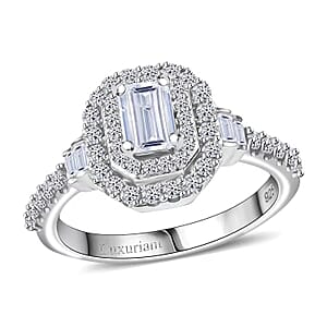 Luxuriant Lab Grown Diamond SI 1.00 ctw Double Halo Ring in Rhodium Over Sterling Silver (Size 5.0)