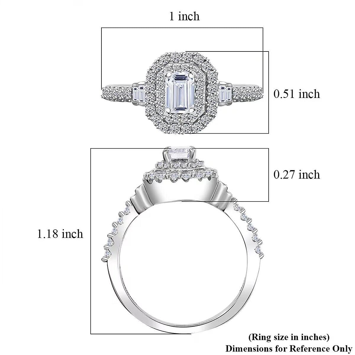 Luxuriant Lab Grown Diamond SI 1.00 ctw Double Halo Ring in Rhodium Over Sterling Silver (Size 6.0) image number 7