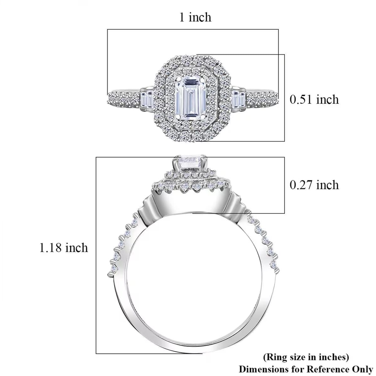 Luxuriant Lab Grown Diamond SI 1.00 ctw Double Halo Ring in Rhodium Over Sterling Silver (Size 7.0) image number 7