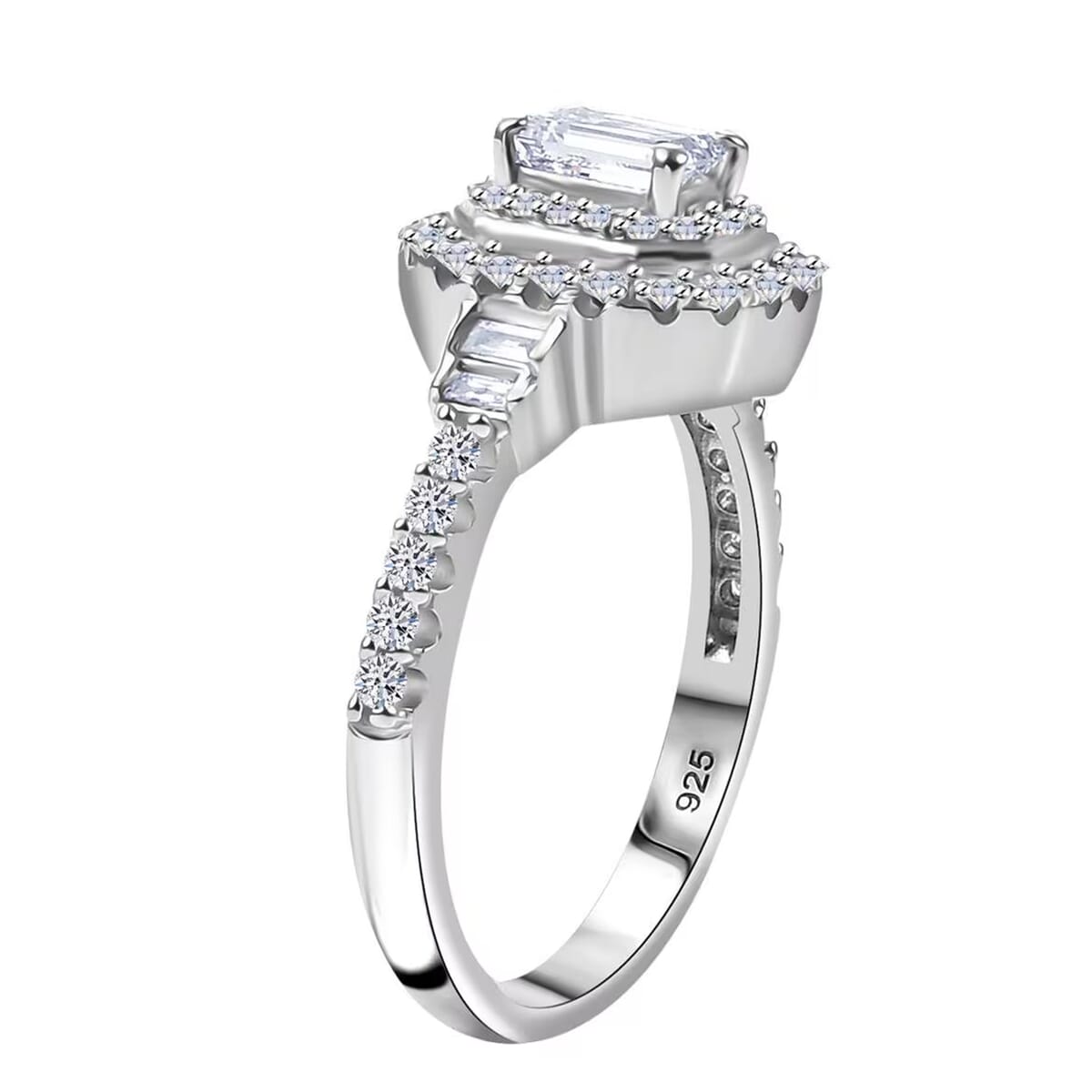 Luxuriant Lab Grown Diamond SI 1.00 ctw Double Halo Ring in Rhodium Over Sterling Silver (Size 7.0) image number 8