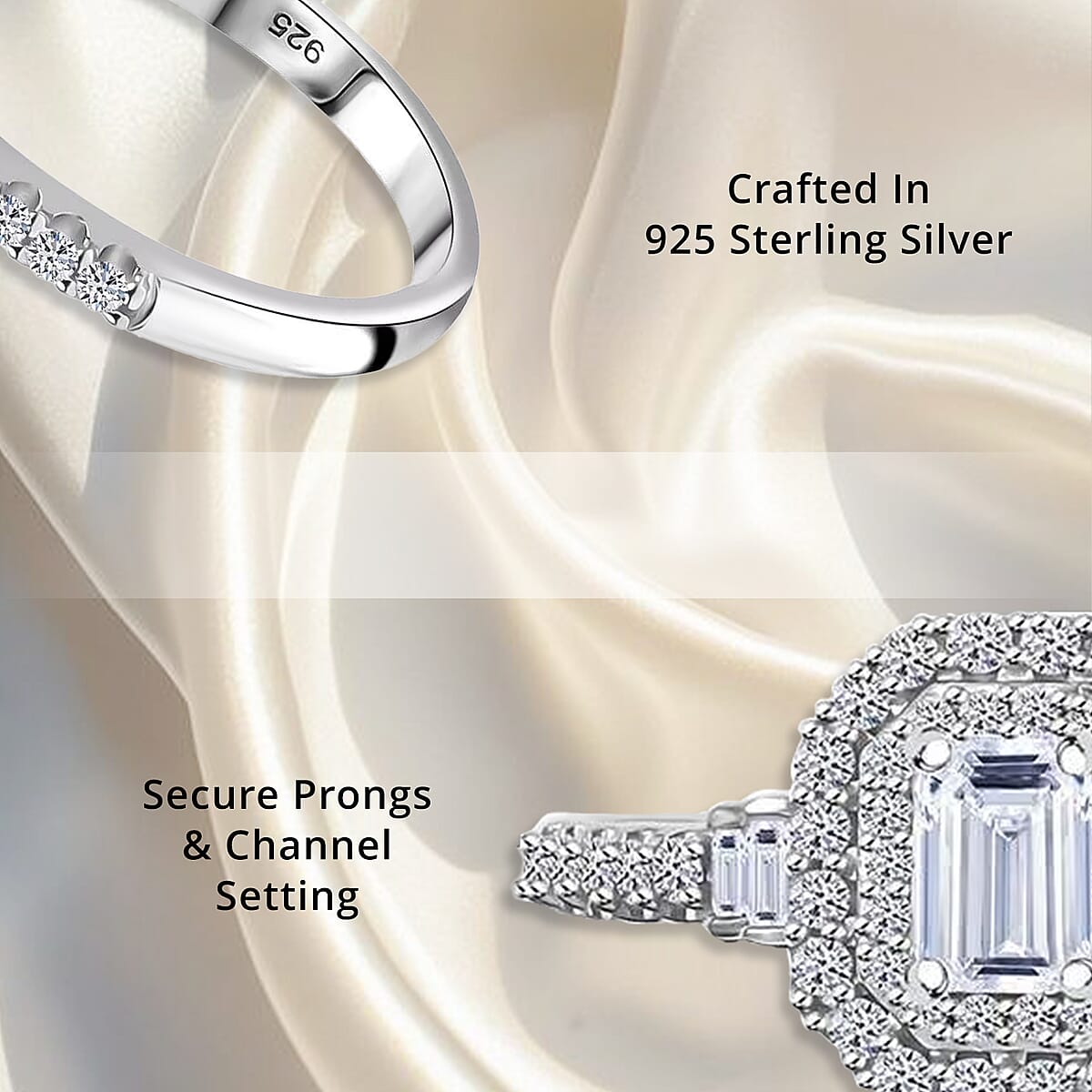 Luxuriant Lab Grown Diamond SI 1.00 ctw Double Halo Ring in Rhodium Over Sterling Silver (Size 8.0) image number 2