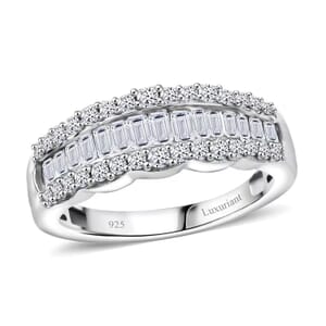 Luxuriant Lab Grown Blue and White Diamond SI 0.50 ctw Snowflake Ring in Rhodium Over Sterling Silver (Size 8.0)