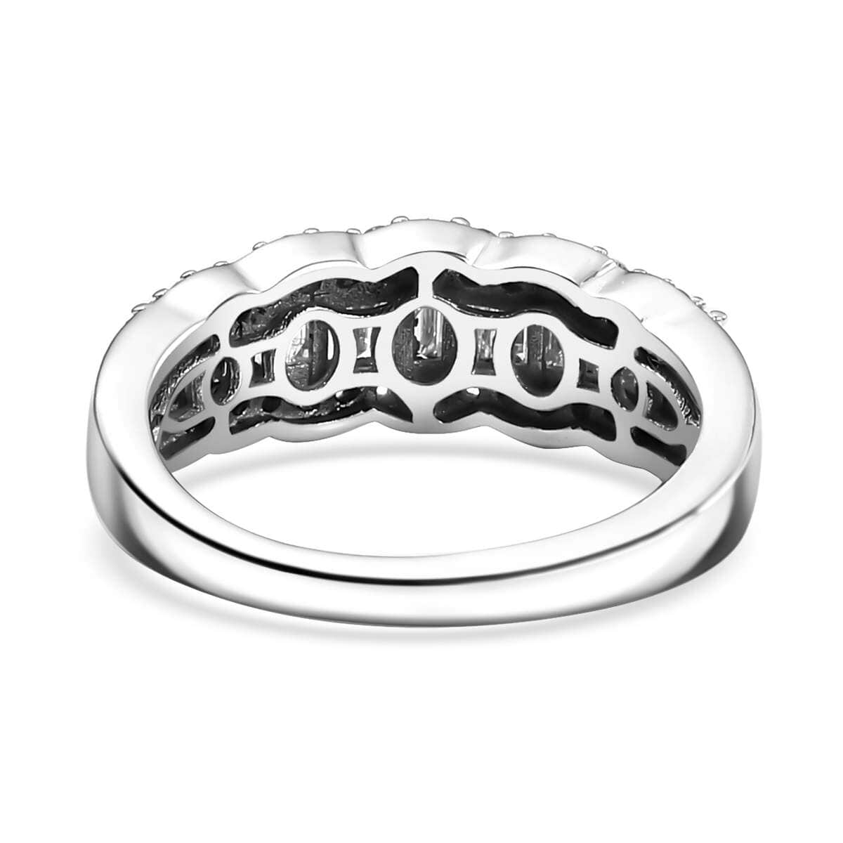 Luxuriant Lab Grown Diamond SI 1.00 ctcw Scalloped Ring in Rhodium Over Sterling Silver (Size 10.0) image number 4