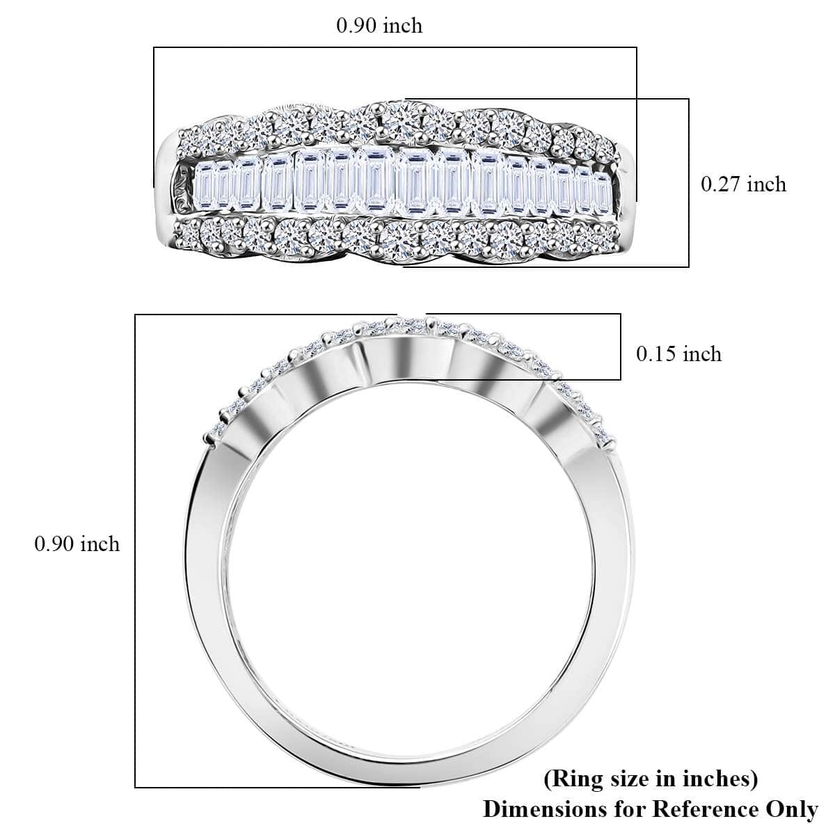 Luxuriant Lab Grown Diamond SI 1.00 ctcw Scalloped Ring in Rhodium Over Sterling Silver (Size 10.0) image number 5