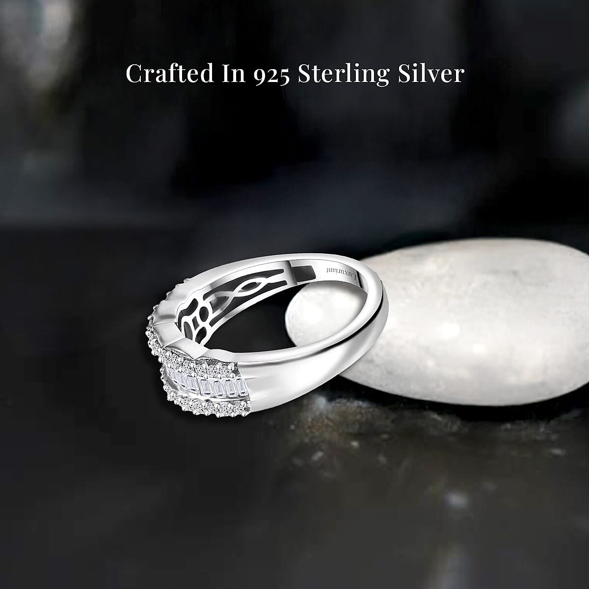 Luxuriant Lab Grown Diamond SI 1.00 ctcw Scalloped Ring in Rhodium Over Sterling Silver (Size 7.0) image number 2