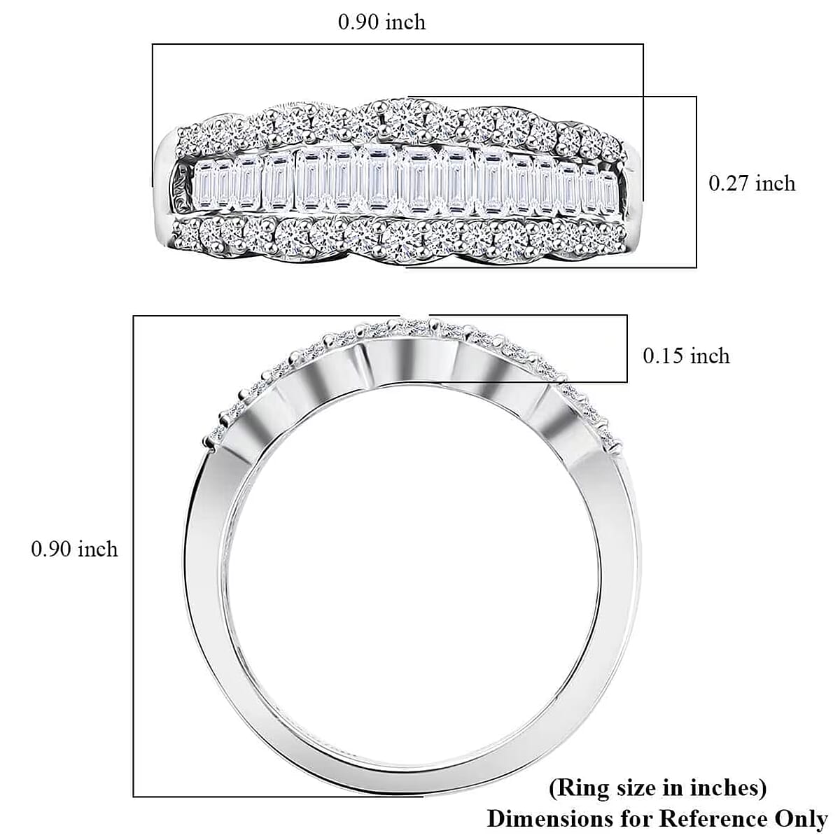 Luxuriant Lab Grown Diamond SI 1.00 ctcw Scalloped Ring in Rhodium Over Sterling Silver (Size 7.0) image number 7