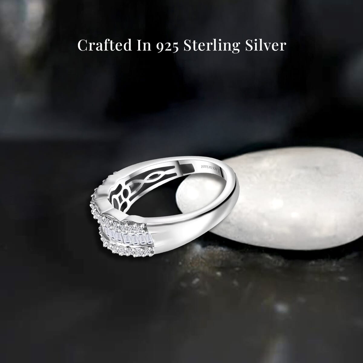Luxuriant Lab Grown Diamond SI 1.00 ctcw Scalloped Ring in Rhodium Over Sterling Silver (Size 8.0) image number 2