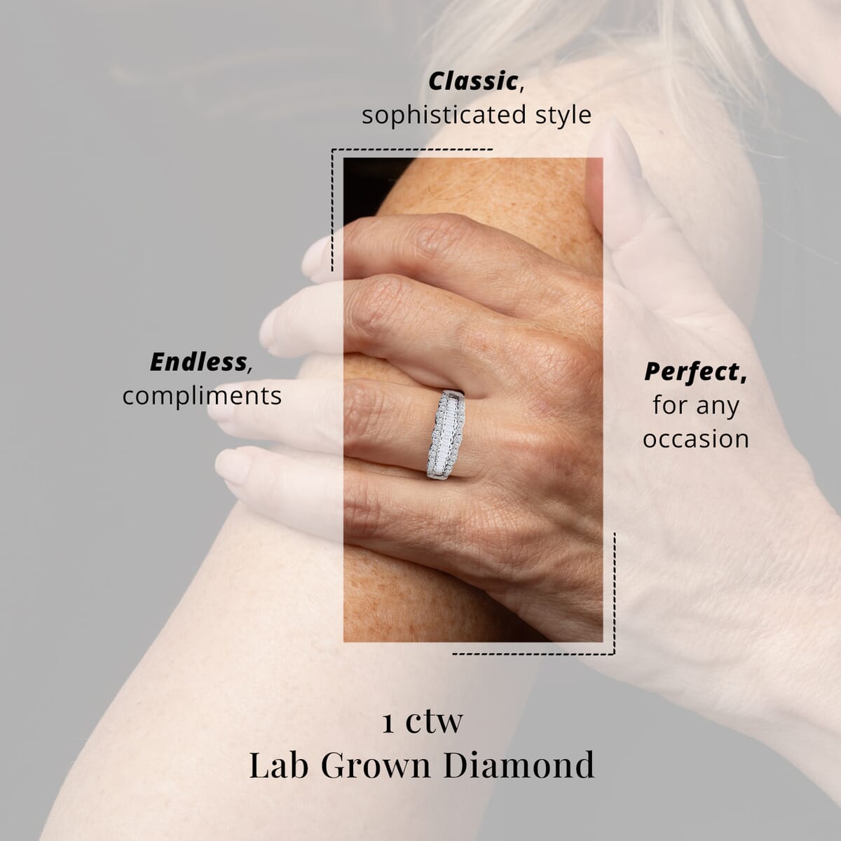 Luxuriant Lab Grown Diamond SI 1.00 ctcw Scalloped Ring in Rhodium Over Sterling Silver (Size 8.0) image number 4